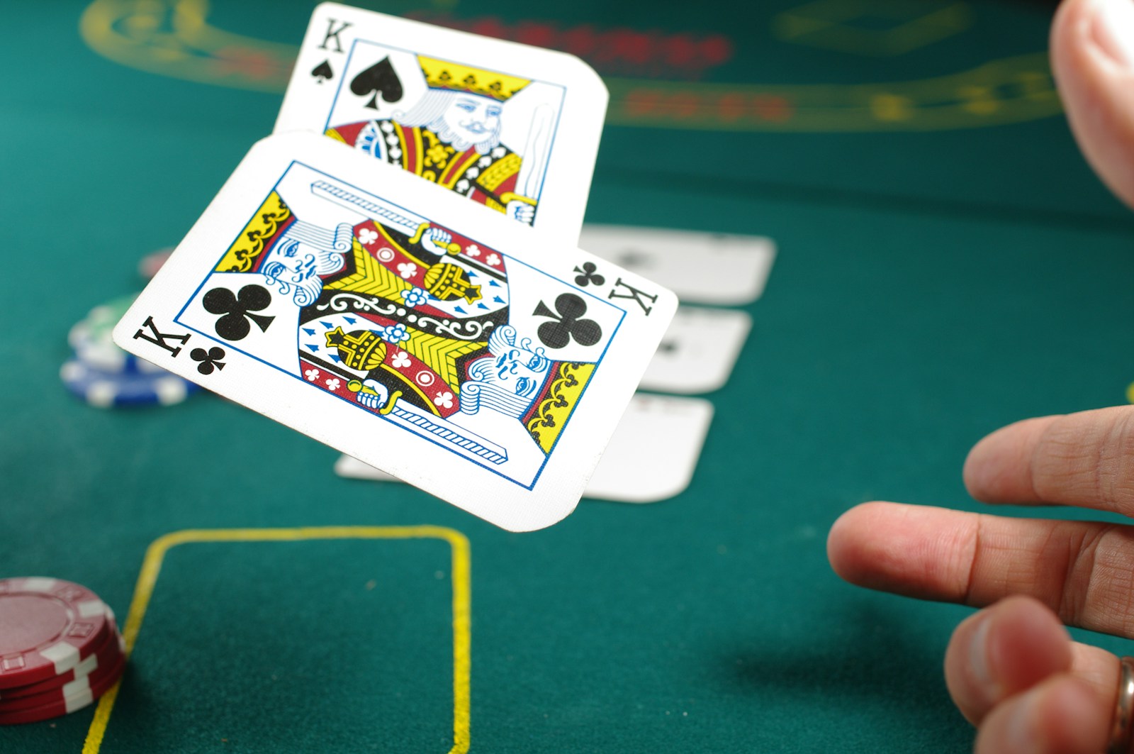 Playing cards and poker chips
